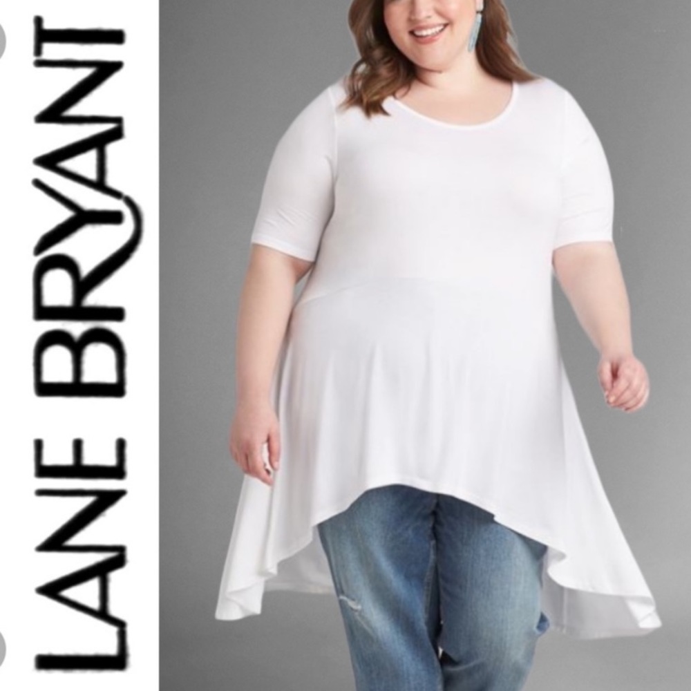 Lane Bryant short sleeve high low white tunic tee- 18/20